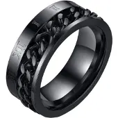 Mendes heren ring Cuban Link Roman Numeral Black-18mm