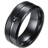 LGT JWLS Zwarte stalen heren ring met steen-18mm