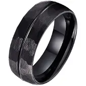 TJ Tom Jaxon Tom Jaxon wolfraam Ring Facet Groef Mat Zwart-19mm
