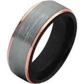 Mendes heren ring Wolfraam Zilver Zwart goud 8mm-18mm