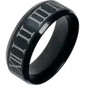 LGT JWLS Zwarte stalen ring met Romeinse Cijfers-21.5mm