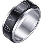 LGT JWLS Stalen Spinning ring met Romeinse Cijfers-17mm