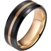 Mendes Wolfraam heren ring Zwart met Rose 8mm-20mm