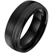 TJ Tom Jaxon Wolfraam heren ring Tom Jaxon Groef Zwart Mat en Glans-19mm