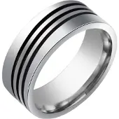 LGT JWLS Stalen mannen ring Triple Diagonal Stripe-19mm