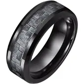 TJ Tom Jaxon Wolfraam heren ring Tom Jaxon zwart Glans Carbon Fibre Inlay-17mm