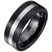 Mendes heren ring geborsteld Wolfraamcarbide Zwart Zilverkleurig-21.5mm