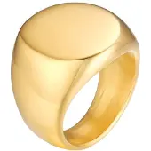 Mendes Stalen heren ring Ronde Zegel Goudkleurig-20mm