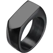 Mendes Zwarte stalen zegelring Jewelry-21mm