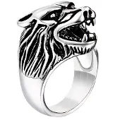Mendes Heren ring edelstaal Wolf Zilverkleurig-18mm