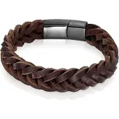 LGT JWLS Heren armband LGT Jewels Gevlochten Leer Edelstaal Bruin Zwart-19cm