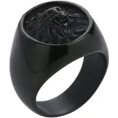 Mendes heren ring Leeuw Edelstaal Zwart-21.5mm