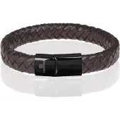 Memphis gevlochten leren armband Bruin Zwart-21cm