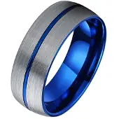TJ Tom Jaxon Wolfraam heren ring Groef Geborsteld Zilverkleurig Blauw-18mm