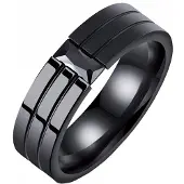 Mendes edelstaal heren ring Zwart Edelsteen-20mm