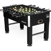 BuckShot Voetbaltafel 141x77x89 cm - 60KG - Zwart - Tafelvoetbaltafel met 2 ballen - MDF - tafelvoetbal 5ft met verstelbare poten en sterke holle stangen