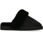 Manfield Zwarte pantoffels met wollen voering | Maat adult