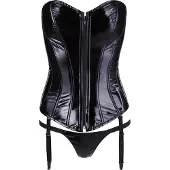 Black Level Strapless Jarretel Vinyl Wetlook Korset