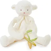 Bunnies By The Bay Knuffeldoekje met speenhouder Lammetje - Speendoekje - Extreem zacht - Klittenband sluiting voor speen - Machine-wasbaar - 25 cm - Wit