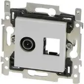 Niko Stopcontact Coax + RJ45 Cat5E UTP Original White
