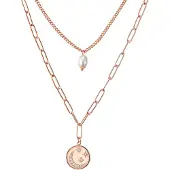 Valero Pearls Ketting rose-goud / transparant / parelwit