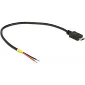 DeLOCK 85541 USB-kabel USB 2.0 USB-micro-B stekker, Open kabeleinde 0.20 m Zwart