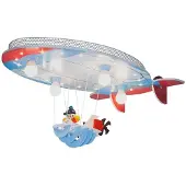 Elobra Plafondlamp Luftschiff, dimbaar, blauw, Kinderkamer, Hout, plafondlamp