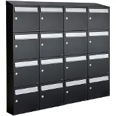 Allux Systeembrievenbus Flow Set 4-Breed, 4-Hoog Met Dak Zwart
