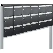 Allux Systeembrievenbus Flow Set 6-Breed, 3-Hoog Met Dak Op Statief Zwart