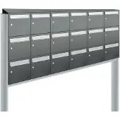Allux Systeembrievenbus Flow Set 6-Breed, 3-Hoog Met Dak Op Statief Antraciet