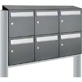 Allux Systeembrievenbus Flow Set 3-Breed, 2-Hoog Met Dak Op Statief Antraciet