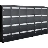 Allux Systeembrievenbus Flow Set 6-Breed, 4-Hoog Met Dak Zwart