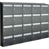 Allux Systeembrievenbus Flow Set 5-Breed, 4-Hoog Met Dak Antraciet