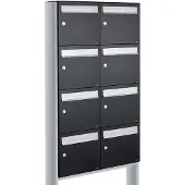 Allux Systeembrievenbus Flow Set 2-Breed, 4-Hoog Op Statief Zwart