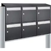 Allux Systeembrievenbus Flow Set 3-Breed, 2-Hoog Met Dak Op Statief Zwart