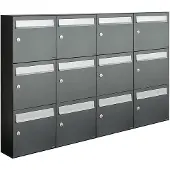 Allux Systeembrievenbus Flow Set 4-Breed, 3-Hoog Antraciet