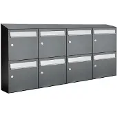 Allux Systeembrievenbus Flow Set 4-Breed, 2-Hoog Met Dak Antraciet