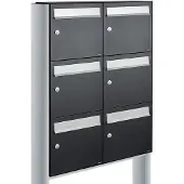 Allux Systeembrievenbus Flow Set 2-Breed, 3-Hoog Op Statief Zwart