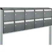 Allux Systeembrievenbus Flow Set 5-Breed, 2-Hoog Met Dak Op Statief Antraciet