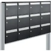 Allux Systeembrievenbus Flow Set 4-Breed, 3-Hoog Op Statief Zwart