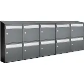 Allux Systeembrievenbus Flow Set 5-Breed, 2-Hoog Met Dak Antraciet