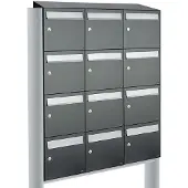 Allux Systeembrievenbus Flow Set 3-Breed, 4-Hoog Met Dak Op Statief Antraciet