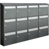 Allux Systeembrievenbus Flow Set 4-Breed, 3-Hoog Met Dak Op Statief Antraciet