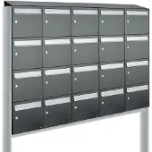 Allux Systeembrievenbus Flow Set 5-Breed, 4-Hoog Met Dak Op Statief Antraciet