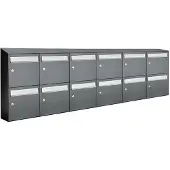 Allux Systeembrievenbus Flow Set 6-Breed, 2-Hoog Met Dak Antraciet
