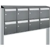 Allux Systeembrievenbus Flow Set 4-Breed, 2-Hoog Met Dak Op Statief Antraciet