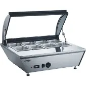 CombiSteel Bain Marie Warmhoudvitrine Combisteel, 8x1/6GN,67L, 77(b)x33(h)x61(d), 230V/340W