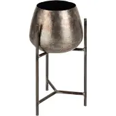 J-Line bloempothouder op voet ijzer nickel antiek | 25 x 25 x 44 cm