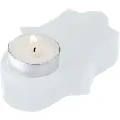 Spiru Waxinelichthouder Edelsteen Seleniet Hamsa Hand ca 350 gram