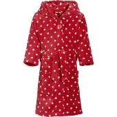 Playshoes fleece badjas Dots met stip dessin rood/wit Stip - maat 158/164
